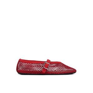 Alaia Women Flat Ballerinas In Mesh And Suede